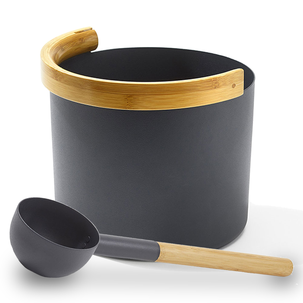 KOLO Bucket & Ladle Set 2 — Curved Handle, Black