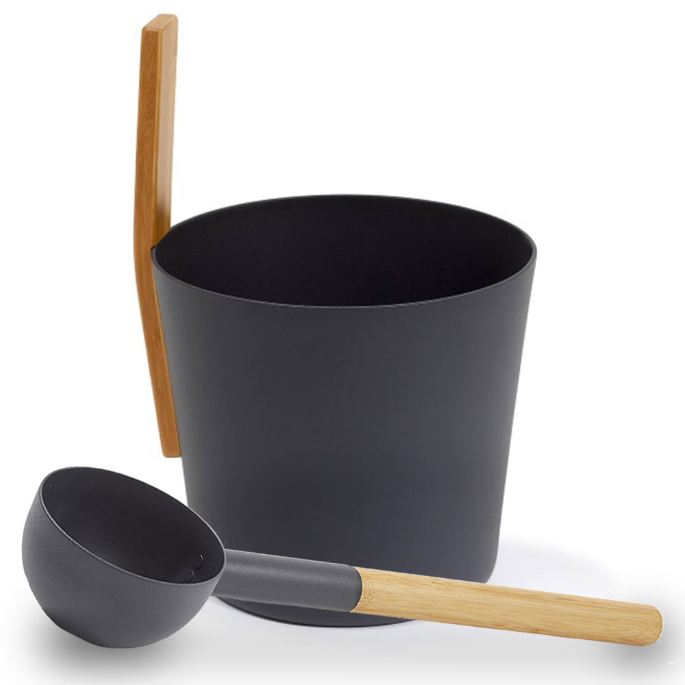 KOLO Bucket & Ladle Set 3 — Straight Handle, Black