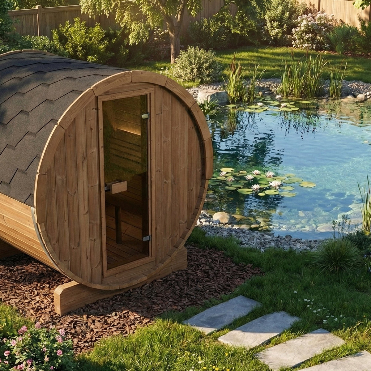SaunaLife E6 barrel sauna, view 3