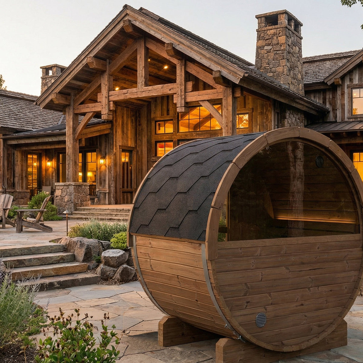 SaunaLife E6W barrel sauna, view 2