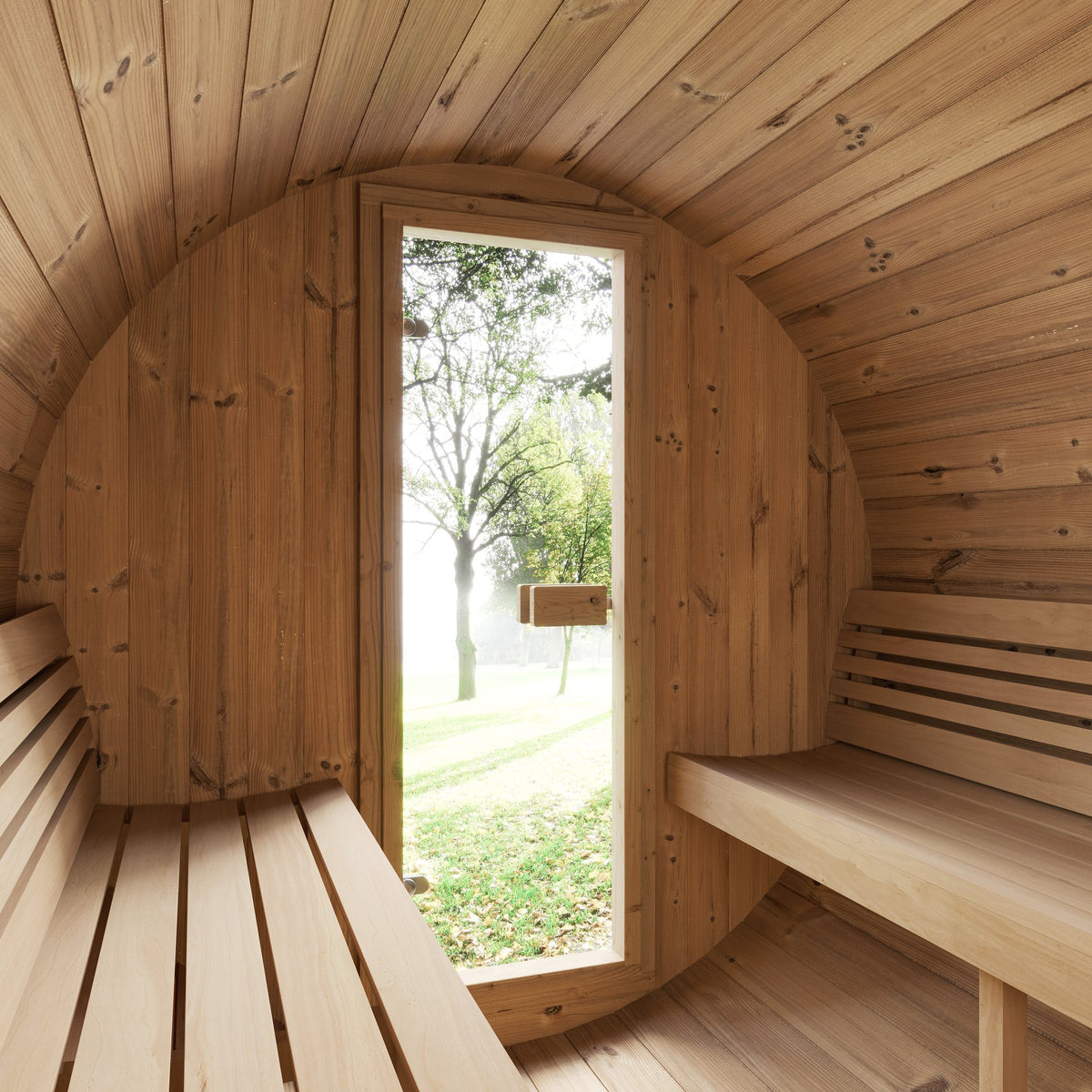 SaunaLife E7 barrel sauna, view 3
