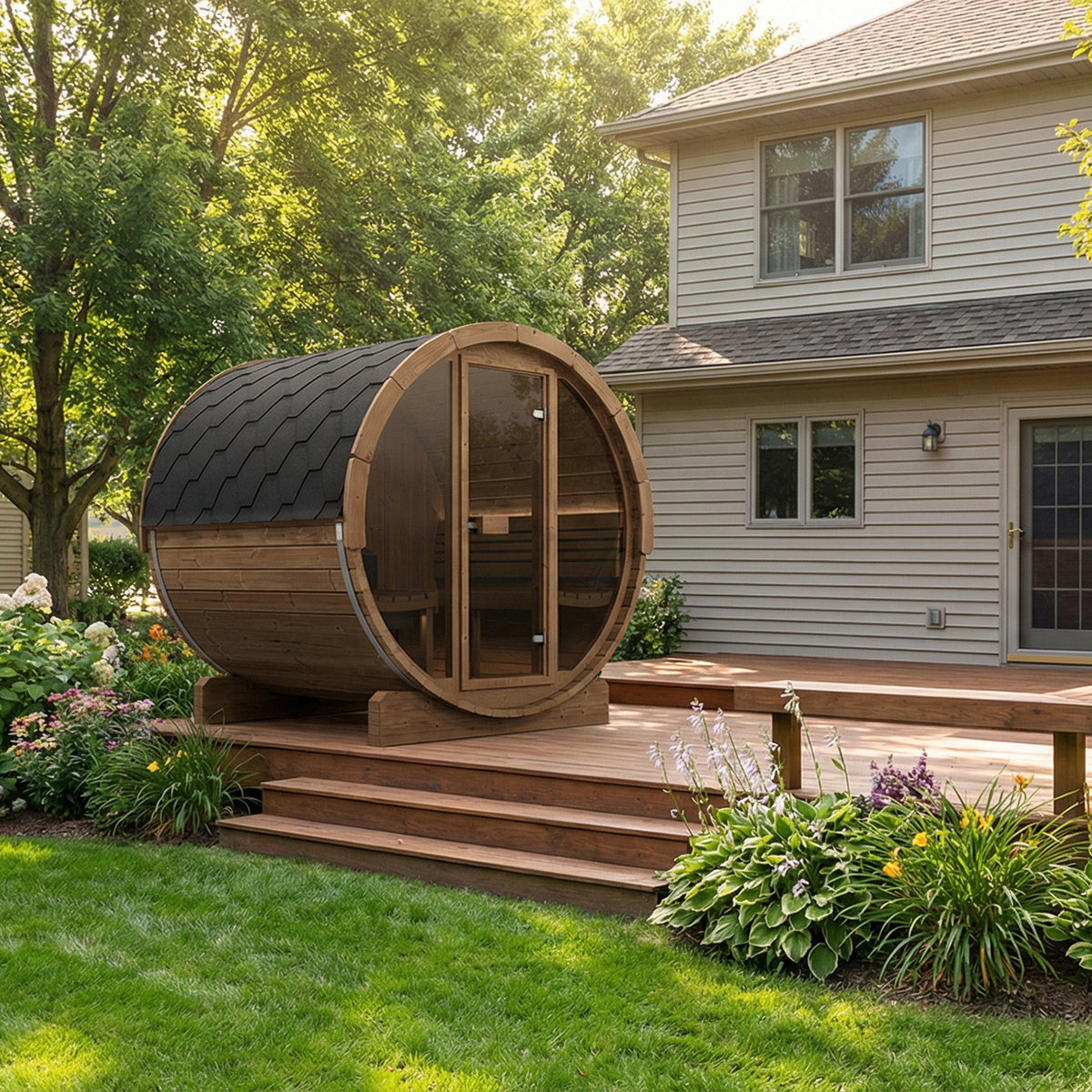 SaunaLife E7G barrel sauna, view 2