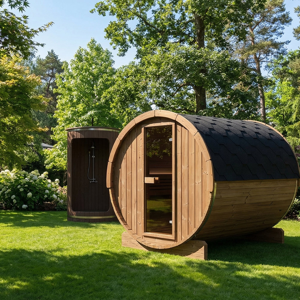 SaunaLife E8 barrel sauna, view 2